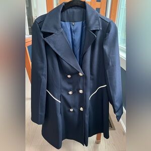 Elegant Navy Double-Breasted Women's Coat